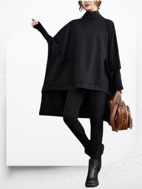 Oversized Turtleneck Poncho ▪︎ Black ▪︎ OSFA